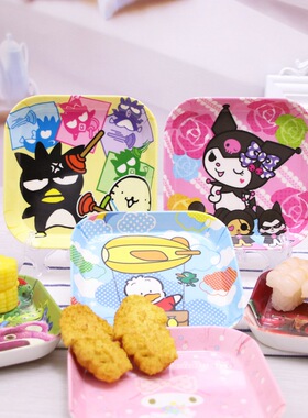 家用库洛米餐具零食盘可爱水果盘美耐皿餐盘四方骨碟密胺TSUM卡通