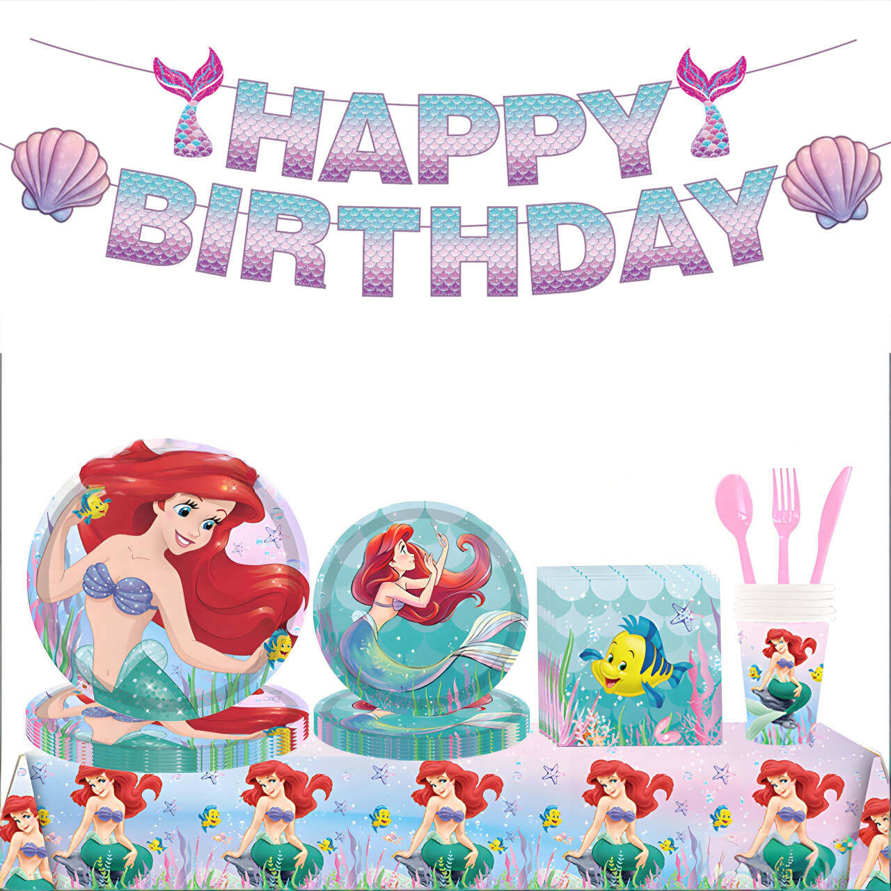 卡通爱丽丝美人鱼公主庆生纸杯纸盘桌布主题生日拉旗派对布置餐具,节庆用品/礼品,节日装扮用品,淘宝优惠券,粉丝福利购,淘宝优惠卷