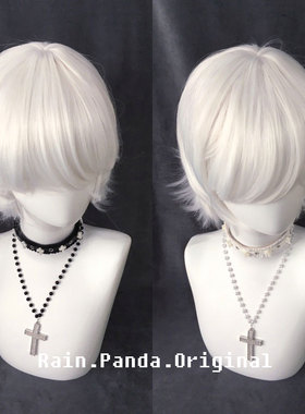 雨熊家自制亚文化暗黑哥特朋克皮革项链多层镶钻十字架吊坠