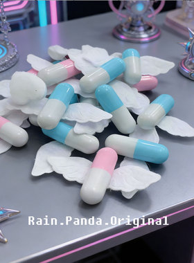 雨熊亚文化医疗系药丸发夹y2k甜酷发夹头饰少女水色系翅膀发饰