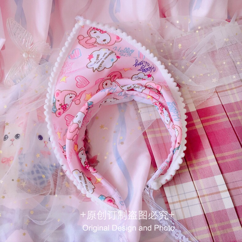 thumbnail for Original Cute Pink KT Hello Kitty Hair Hoop Perak Hot Girl Turban Millennial Girl Y2K Turban Triangle