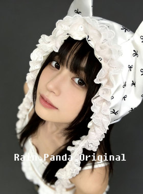 雨熊ns赛博朋克y2k复古波点小恶魔帽子未来感bb蕾丝帽