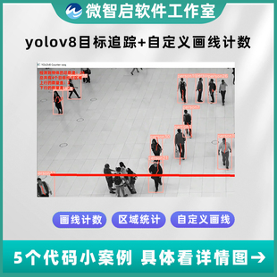 yolov8目标追踪自定义画线计数源码案例track python目标检测