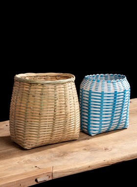 纯手工 采茶篓 背篓 竹编篮 竹篓茶竹箩篓竹筐 竹编茶叶篓 舞台