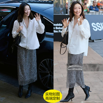 周冬雨同款白色长袖衬衫女2025秋季镶钻宽松内穿外搭简约通勤上衣