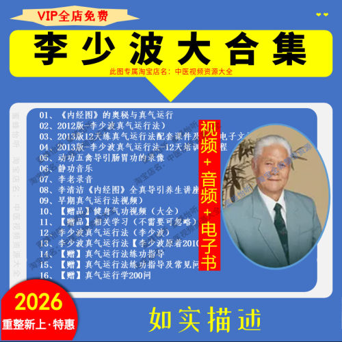 李少波真气运行法打通任督二脉小周天课程中医视频音频大全集自学