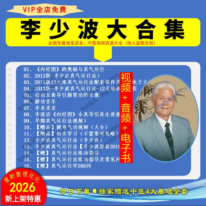 李少波真气运行法打通任督二脉小周天课程中医视频音频大全集自学