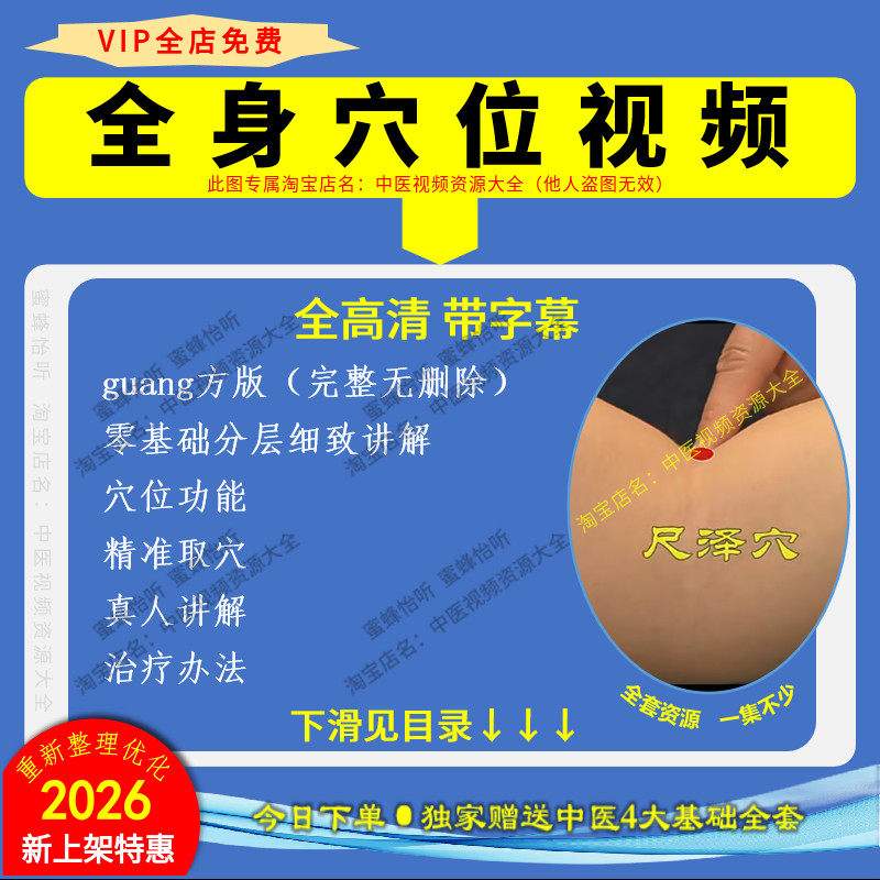 中医经络穴位自学讲解教程针灸艾灸疗法精准取穴推拿按摩培训全集