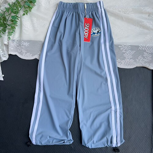 史nu比儿童运动裤男女童春秋侧条纹休闲裤中大童束脚两穿阔腿长裤