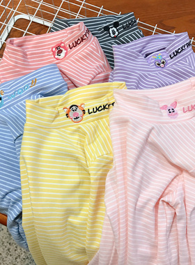 90-120码 A类 德绒半高领打底衫 男女童卡通刺绣保暖上衣 宝宝T恤