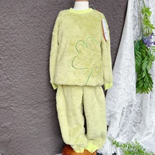 儿童秋冬季男女孩法兰绒套装宝宝珊瑚加绒睡衣加厚保暖厚实家居服