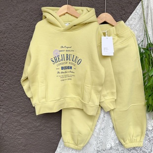 设计部落男女童运动套装冬装儿童加绒卫衣卫裤大童洋气童装两件套
