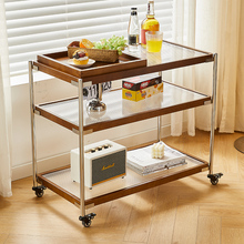 中古可移动茶几沙发小边几家用客厅落地收纳置物架实木带轮小推车