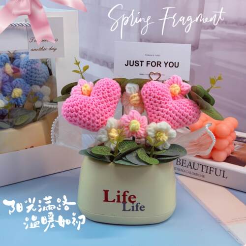 生日礼物送女生闺蜜实用手工针织向日葵永生花束办公室摆件装饰品