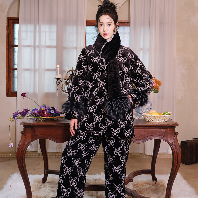 ANNZ三层夹棉加厚家居服