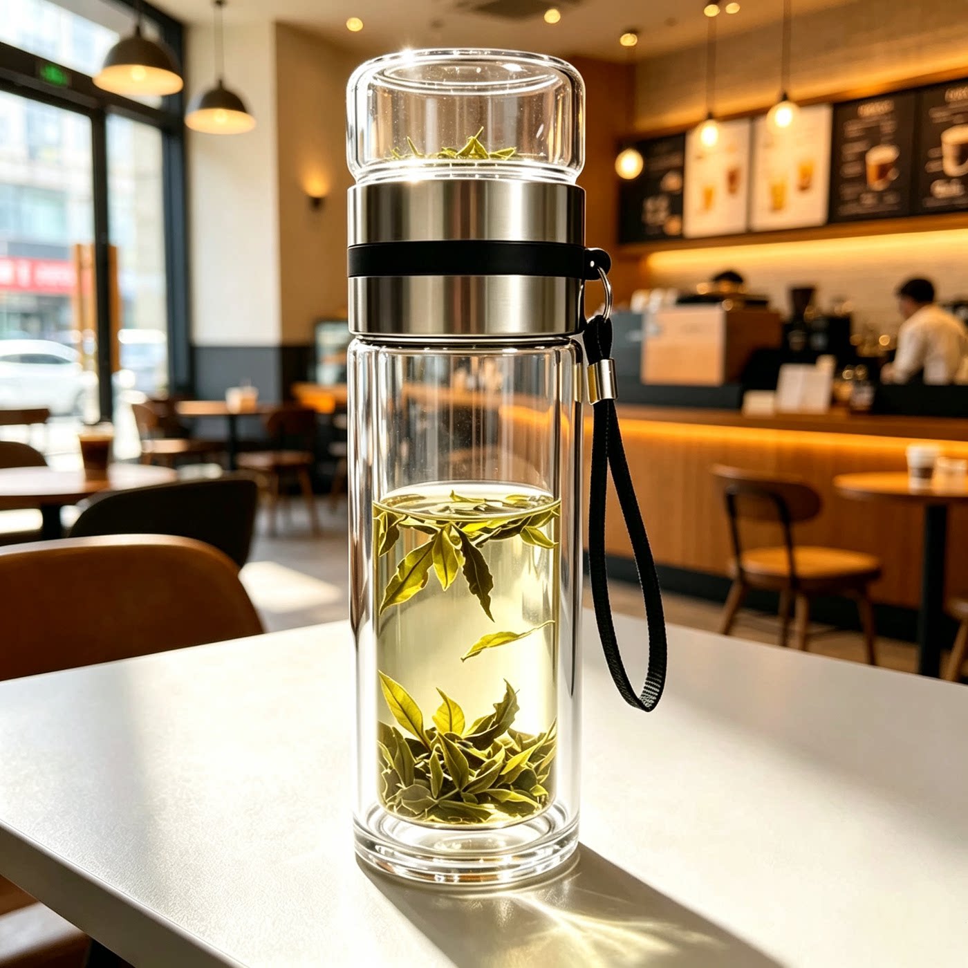 茶水分离泡茶杯双层玻璃