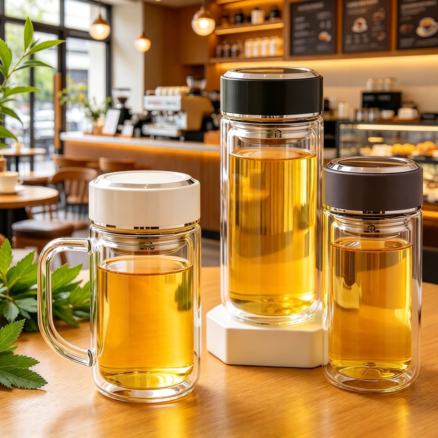 带盖水杯大容量双层玻璃