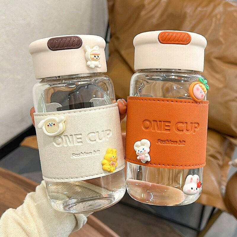 特别好看的玻璃水杯-带提手