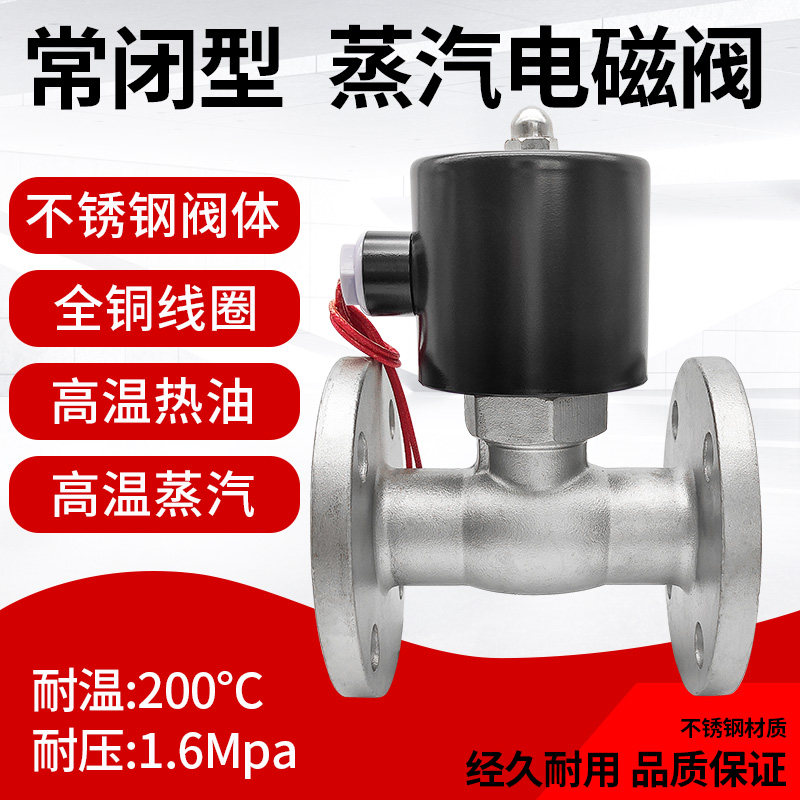 US/2L蒸汽电磁阀220V24V法兰耐高温氮气阀控制DN15/20/25/32/4050
