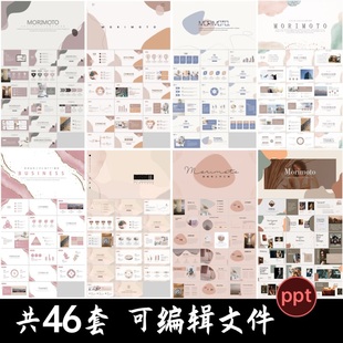 莫兰迪高级感抽象艺术简约商务工作总结述职汇报动态演讲ppt模板