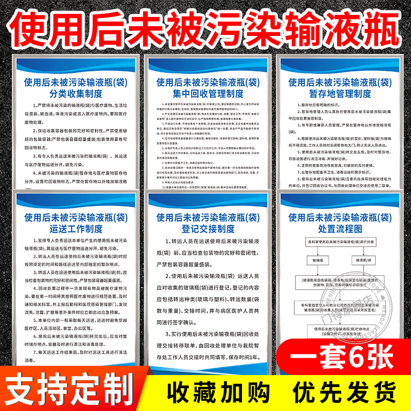 使用后未被污染输液瓶管理制度牌