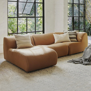 穆瑞家具 客厅中古风现代简约小户型可拆洗布艺沙发 模块组合沙发