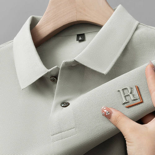 夏季丝光珠地压胶polo衫短袖休闲