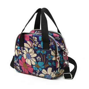 新款单肩包斜挎包手提包尼龙花布包小方包防水妈咪女包休闲时尚包