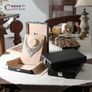 按扣皮革珠宝收纳盒展示盒高档精致晚会项链套链珠宝收藏首饰盒