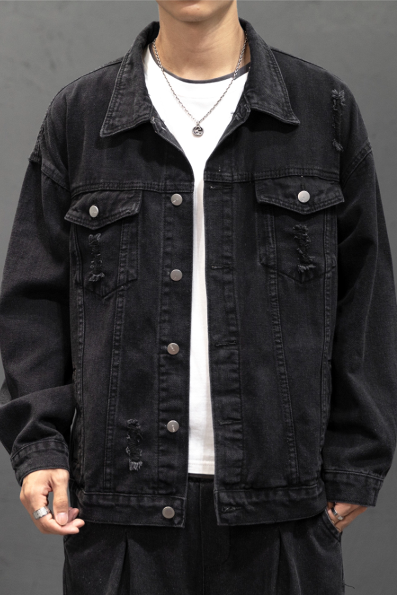 2021破洞男士大码牛仔衣学生印花夹克青少年外套JK772-P70,男装工装外套,星座1103-1