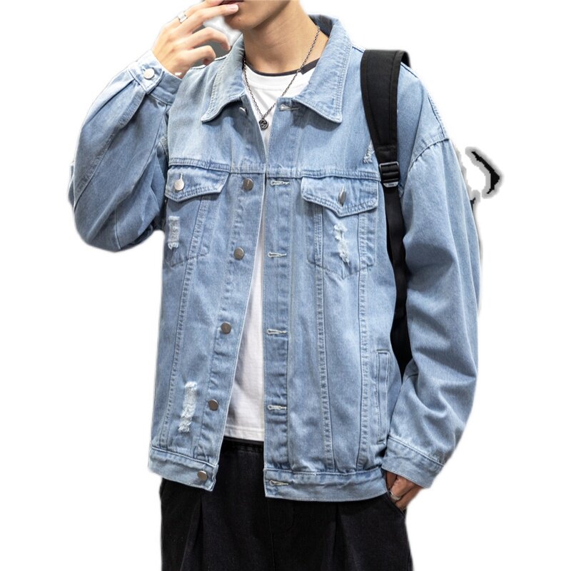 秋季男士宽松大码牛仔夹克休闲印花破洞牛仔外套JK772-P70,男装工装外套,星座1103-1