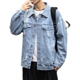 秋季男士宽松大码牛仔夹克休闲印花破洞牛仔外套JK772-P70，男装工装外套，星座1103-1