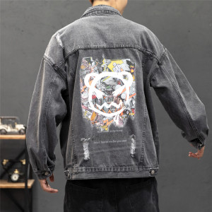 2021 破洞男士大码牛仔衣学生印花夹克青少年外套 JK772-P70图片