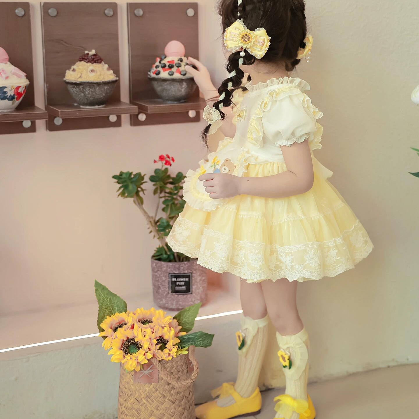女童2025夏小清新连衣裙宝宝生日洋气洛丽塔礼服裙甜美公主蓬蓬裙