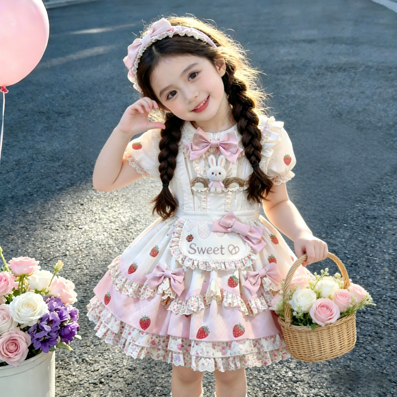 原创女童洛丽塔夏季短袖连衣裙宝宝超萌可爱洛丽塔蓬蓬公主裙礼服