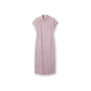 正绢100桑蚕丝古法剪裁新中式 胭脂雪 旗袍H25177 非遗