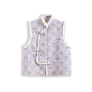 桑蚕丝宋锦斜襟马甲H25017 新中式 曲水凌波