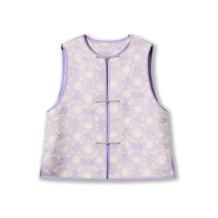 马夹H25101 满分桑蚕丝宋锦中式 曲水凌波