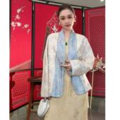 新中式 清华美院宋锦开衫 国风外套H26051 粉红