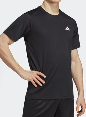 Adidas/阿迪达斯 Tennis Fab Tee 速干圆领短袖T恤男款黑色HR8727