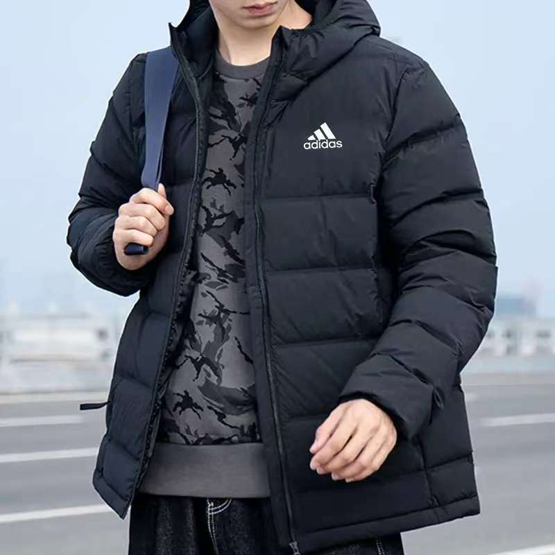 Adidas/阿迪达斯舒适休闲保暖防风长袖羽绒服男女同款黑色JX1808
