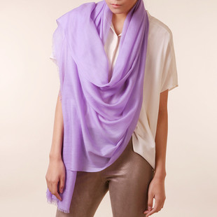 APCSHOP 四季新款人字纹散须戒指绒围巾纯色加长大尺寸山羊绒披肩