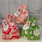 教师节礼袋公司宣传袋送礼包装 袋编织包针织手提包结婚伴手花朵款