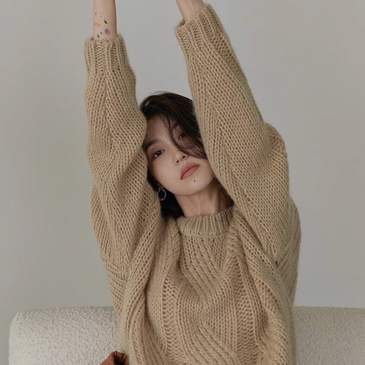 法式软糯马海毛毛衣女秋冬新款