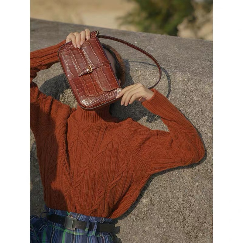 法式软糯麻花毛衣女秋冬高领