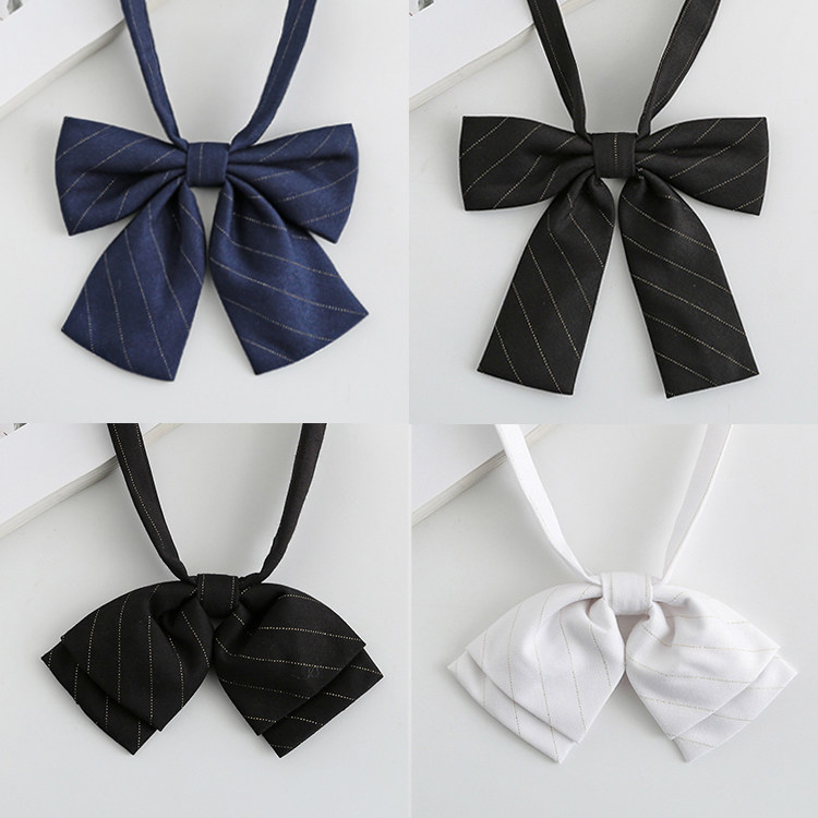 三色入百搭jk制服领结暗条纹领花酒红 藏蓝 白色 黑色平角 长柄图片