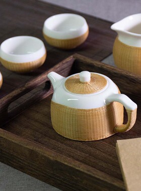 非遗工艺竹丝扣瓷茶具套装
