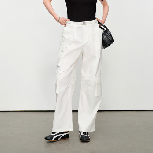 婉甸2025夏季新品光学白工装裤长款休闲裤1242P18RS4