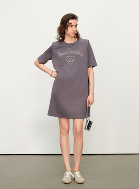 婉甸2025夏季新品岩石灰色短袖连衣裙1242N51RS4