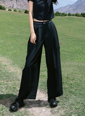 婉甸2025春季新品黑色工装阔腿裤通勤风休闲裤1241P21SM4